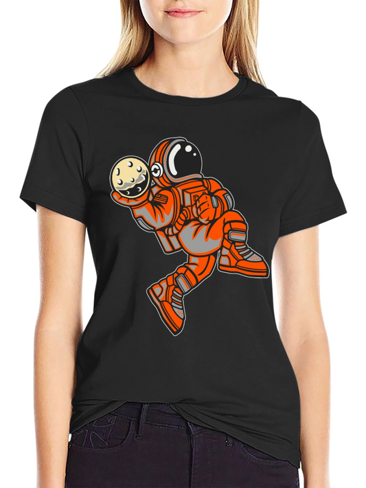 Astronaut Holding Moon Graphic Tee - Trendy Space Design