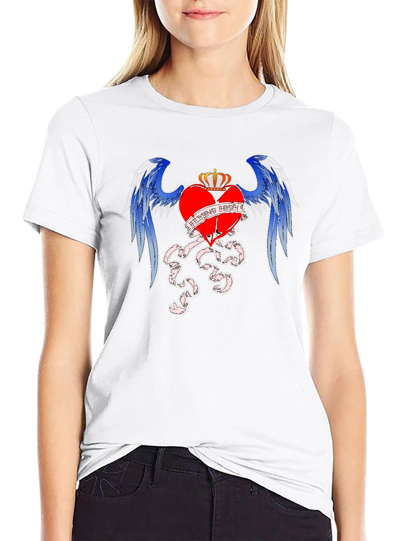 Flying High Crowned Heart Graphic T-Shirt