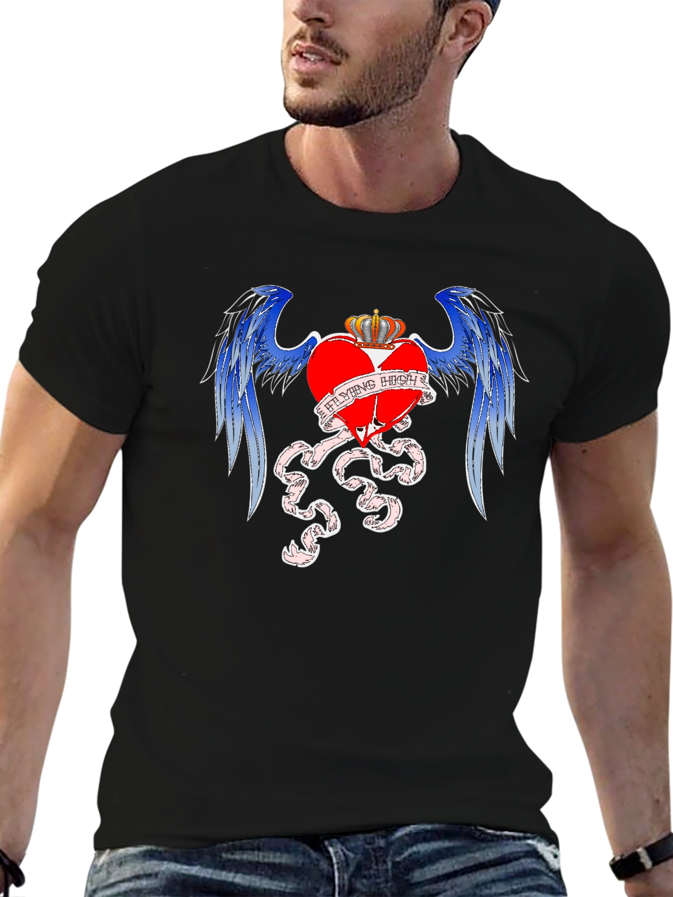 Flying High Crowned Heart Graphic T-Shirt