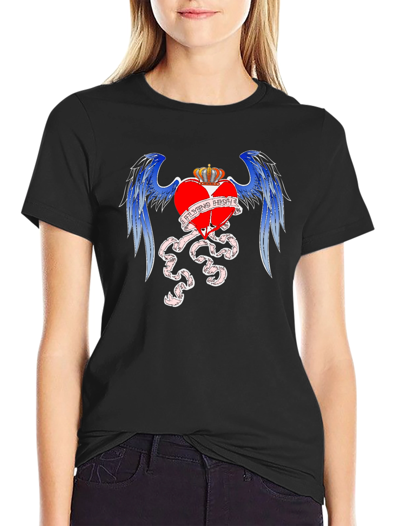 Flying High Crowned Heart Graphic T-Shirt