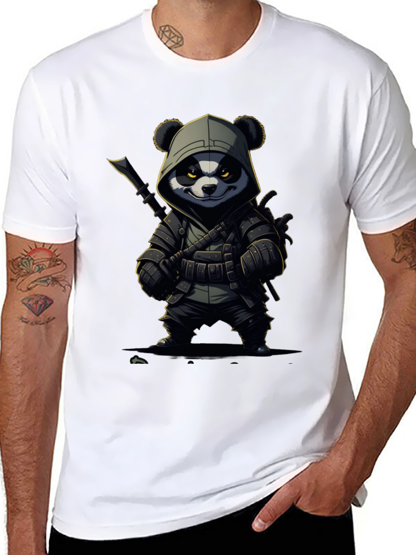 Panda Warrior T-Shirt - Black Cotton Tee