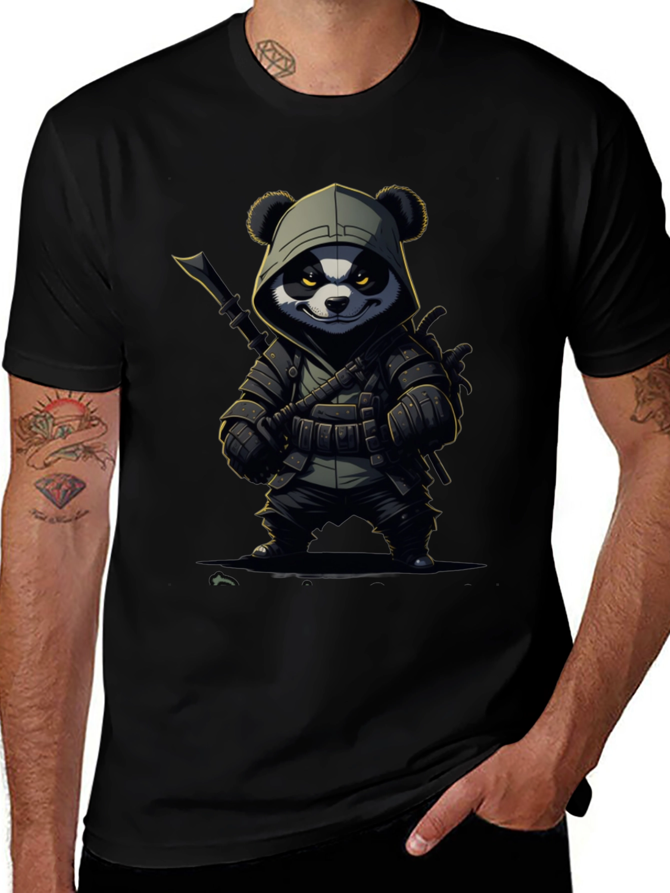 Panda Warrior T-Shirt - Black Cotton Tee