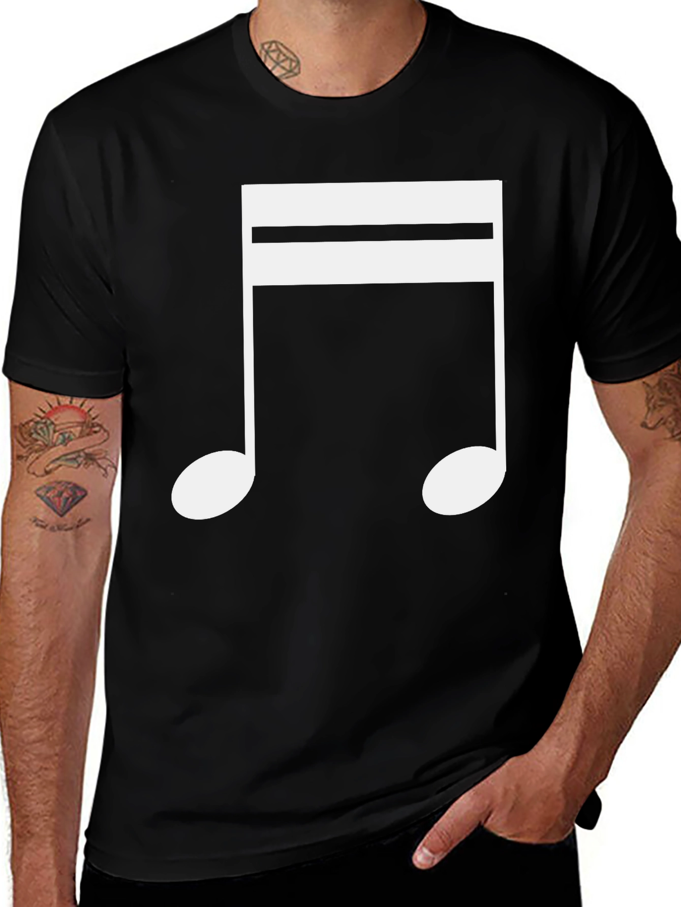Music Note Graphic Tee - Black Cotton T-Shirt
