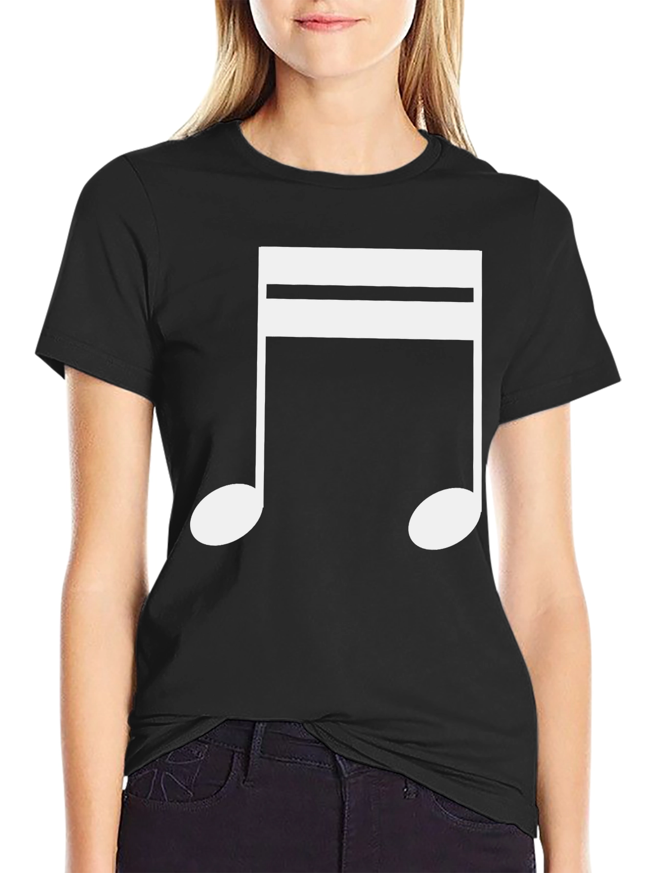 Music Note Graphic Tee - Black Cotton T-Shirt