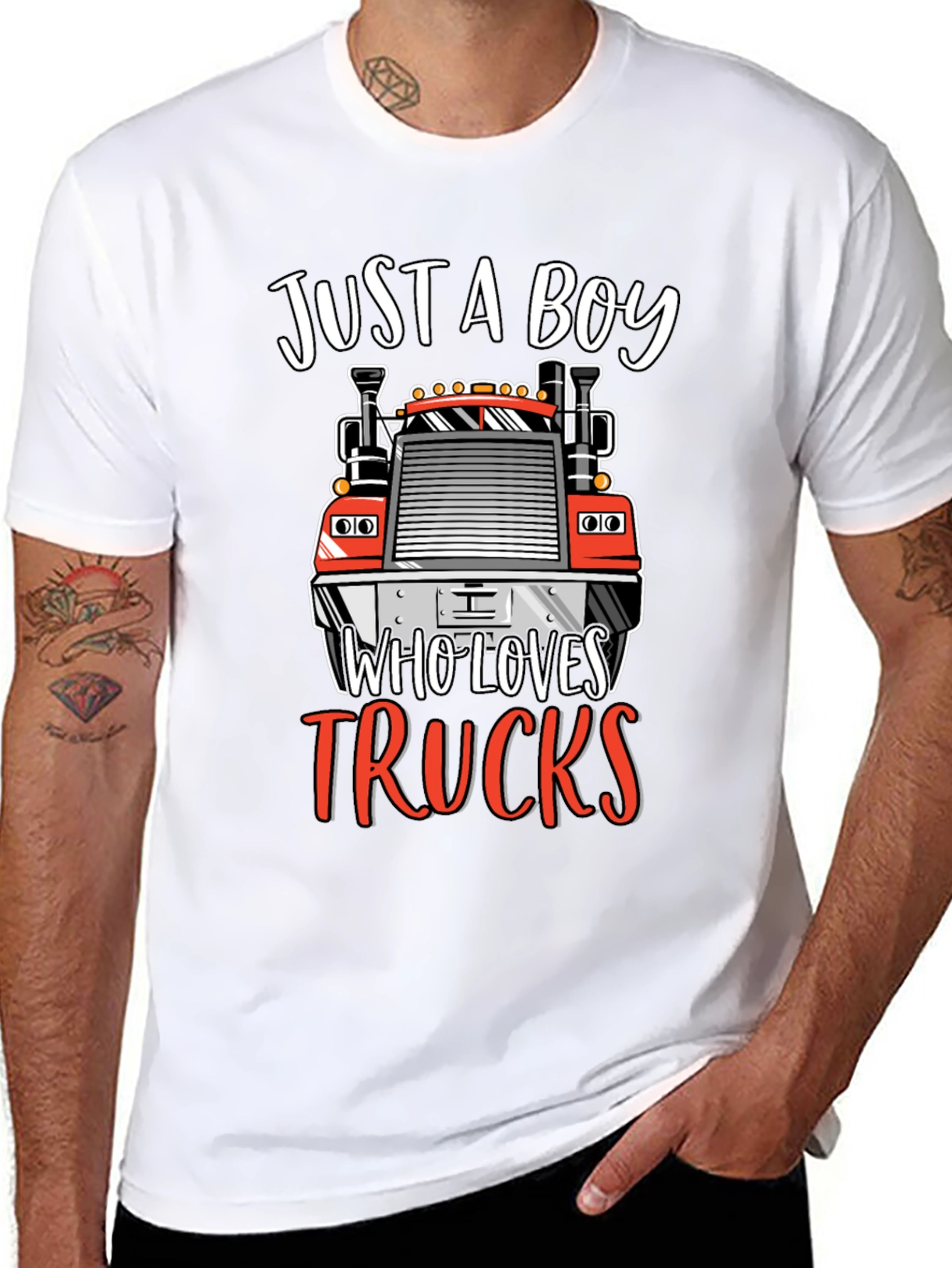 Just A Boy Who Loves Trucks Graphic Tee