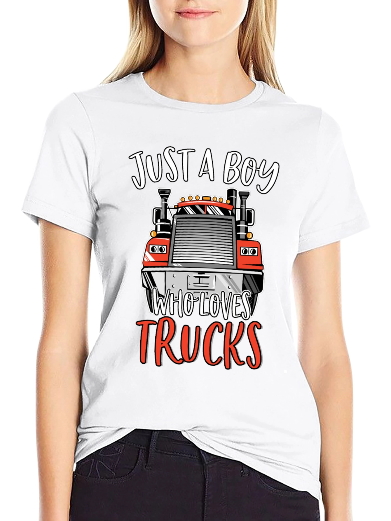 Just A Boy Who Loves Trucks Graphic Tee