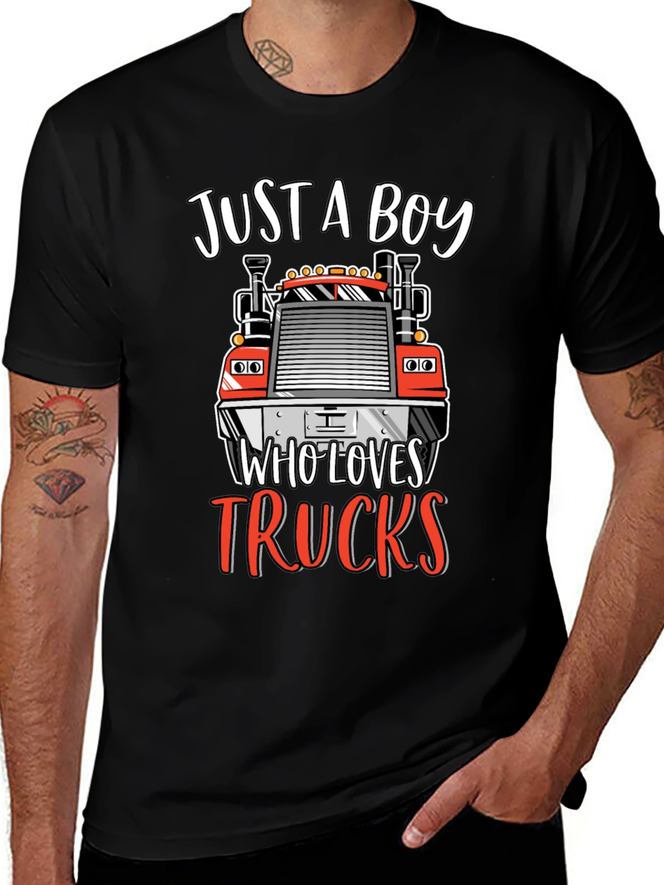 Just A Boy Who Loves Trucks Graphic Tee