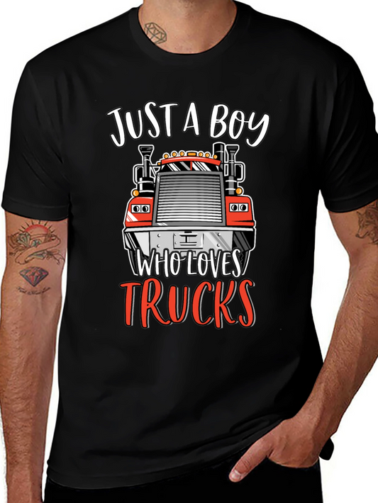 Just A Boy Who Loves Trucks Graphic Tee