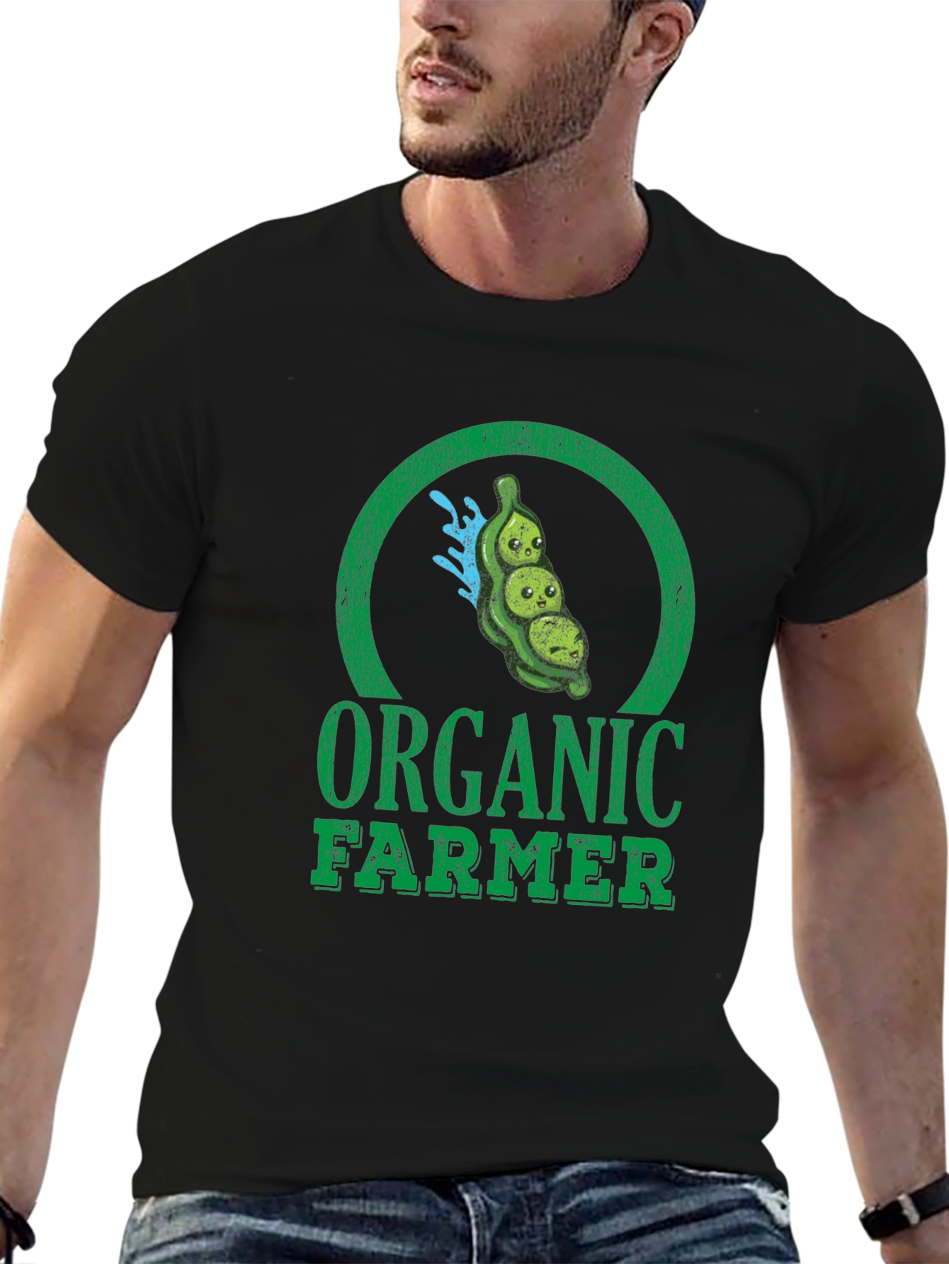 Organic Farmer Graphic Tee - Black Cotton T-Shirt