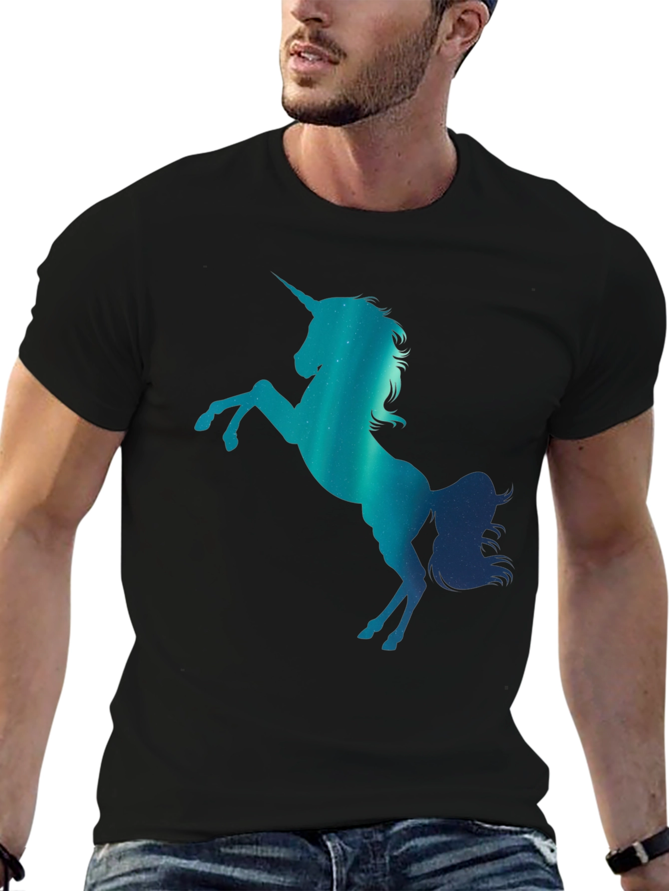 Unicorn Silhouette Graphic T-Shirt - Black