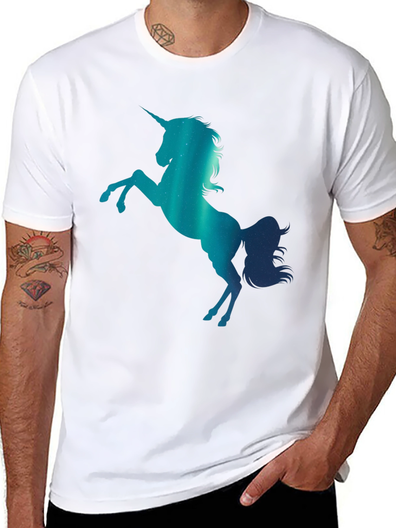 Unicorn Silhouette Graphic T-Shirt - Black