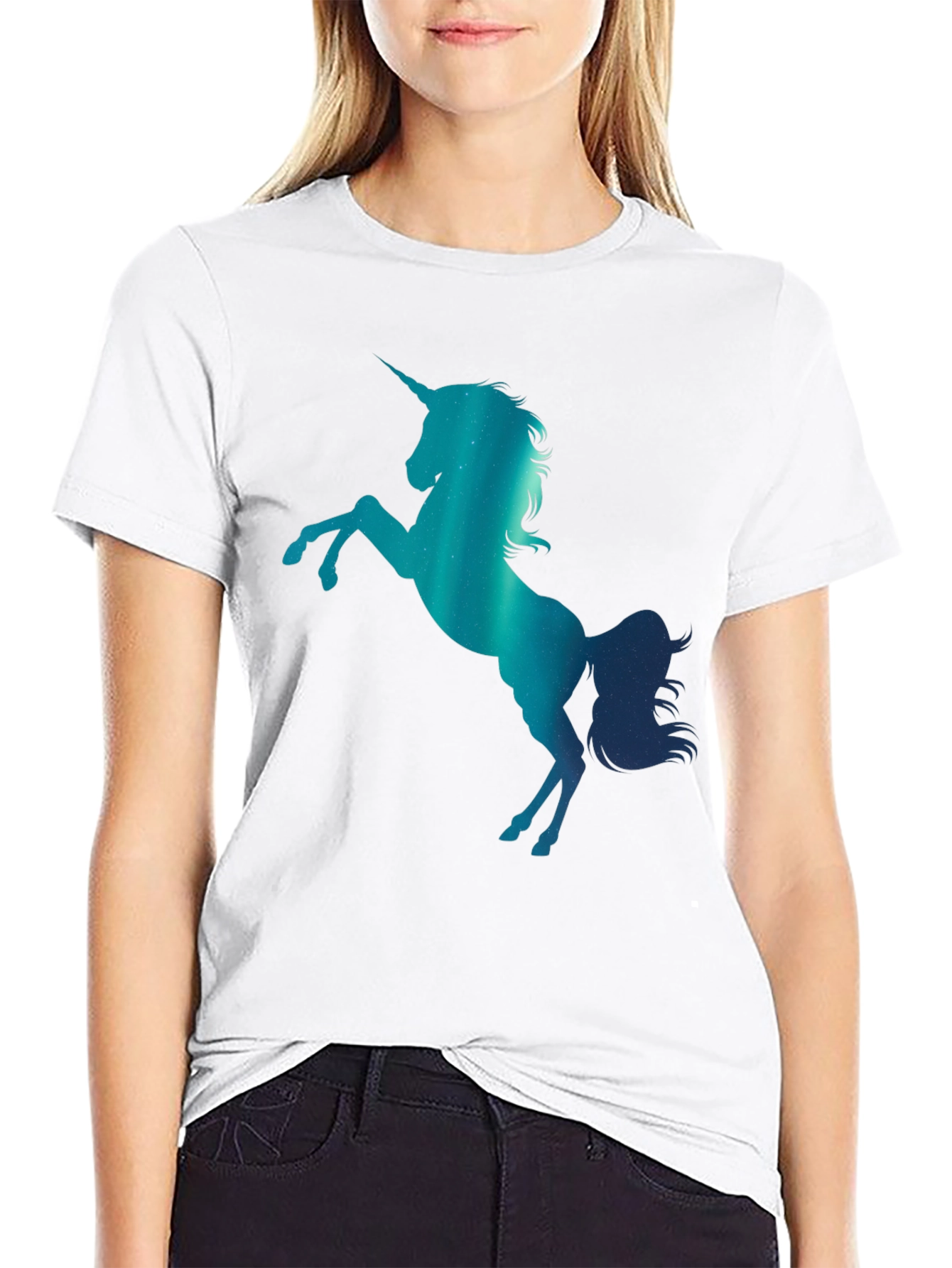 Unicorn Silhouette Graphic T-Shirt - Black
