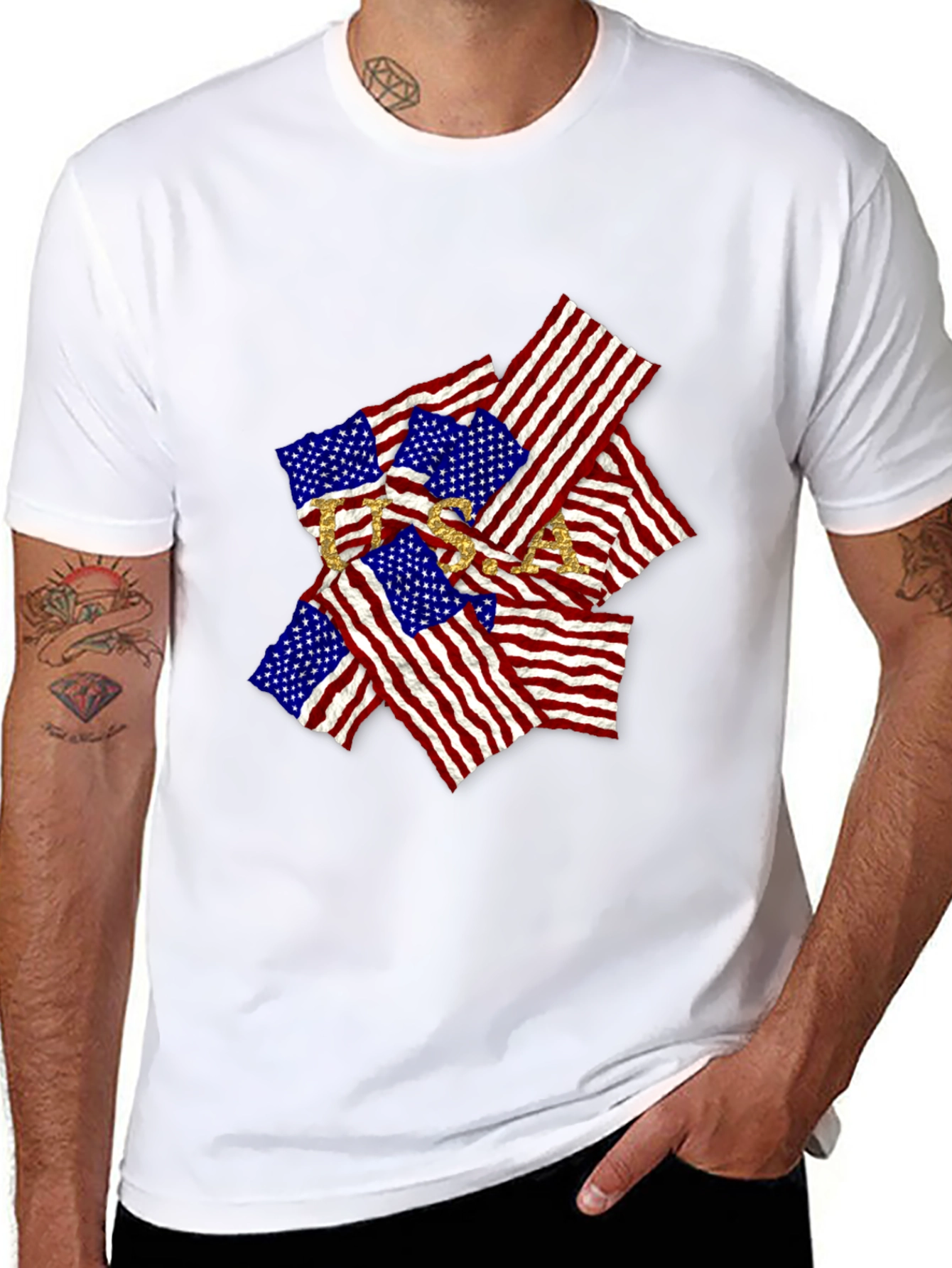 USA Flag Graphic Tee - Patriotic Style
