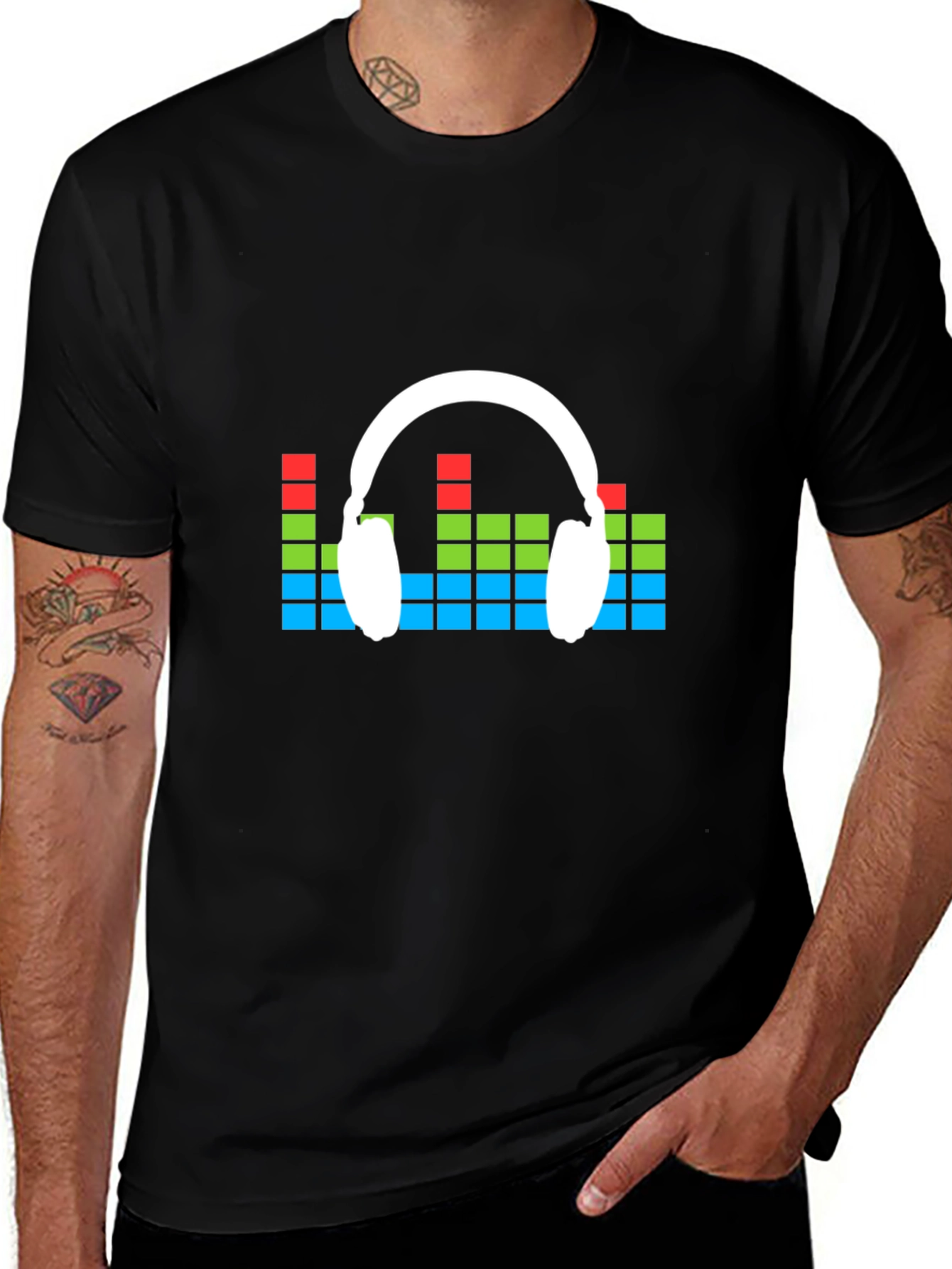 Music Lovers Graphic Tee - Headphone Equalizer Design