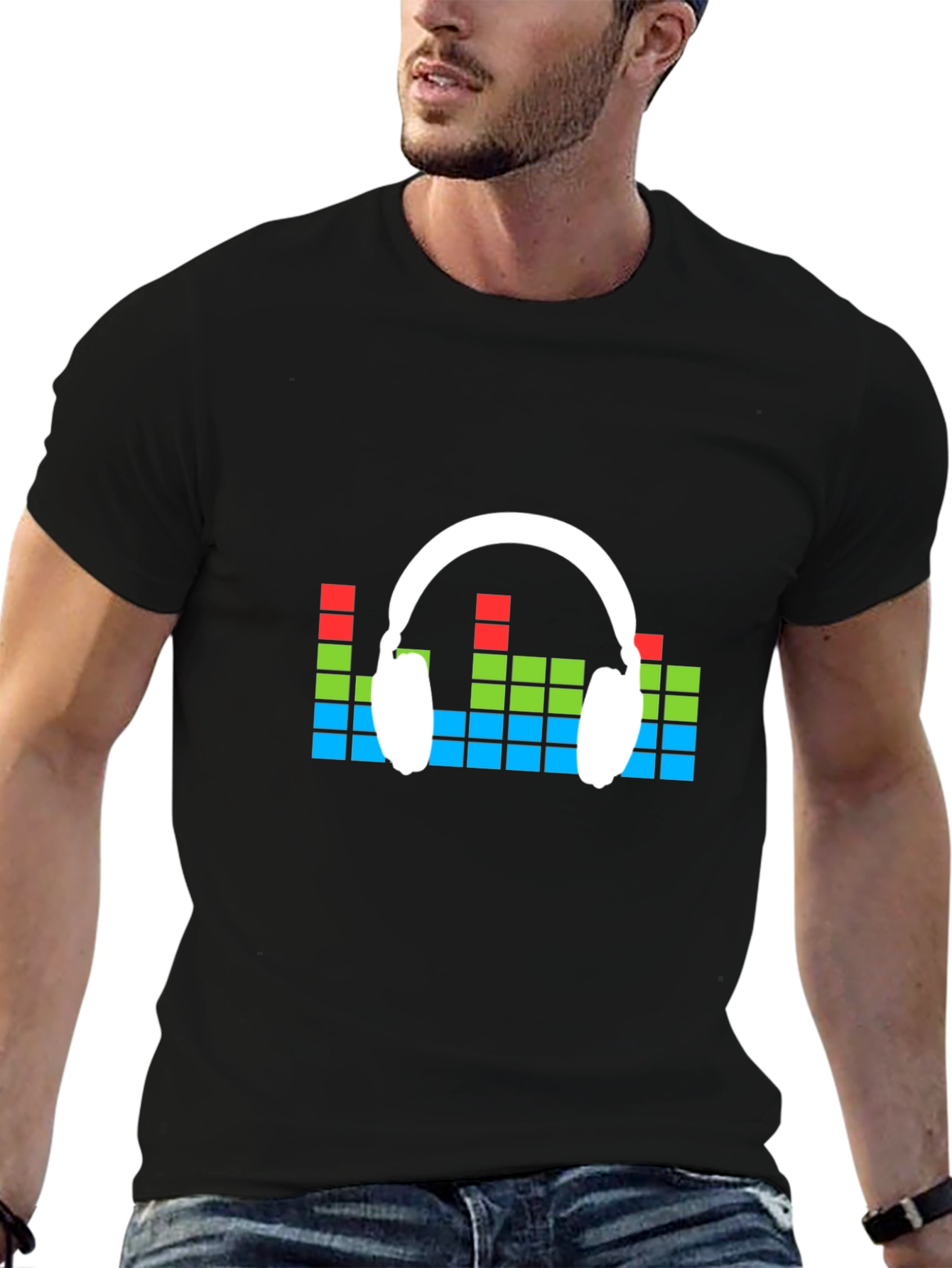 Music Lovers Graphic Tee - Headphone Equalizer Design