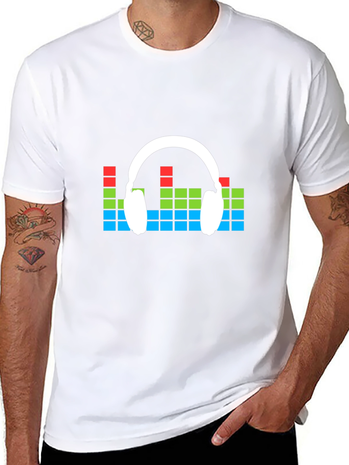 Music Lovers Graphic Tee - Headphone Equalizer Design
