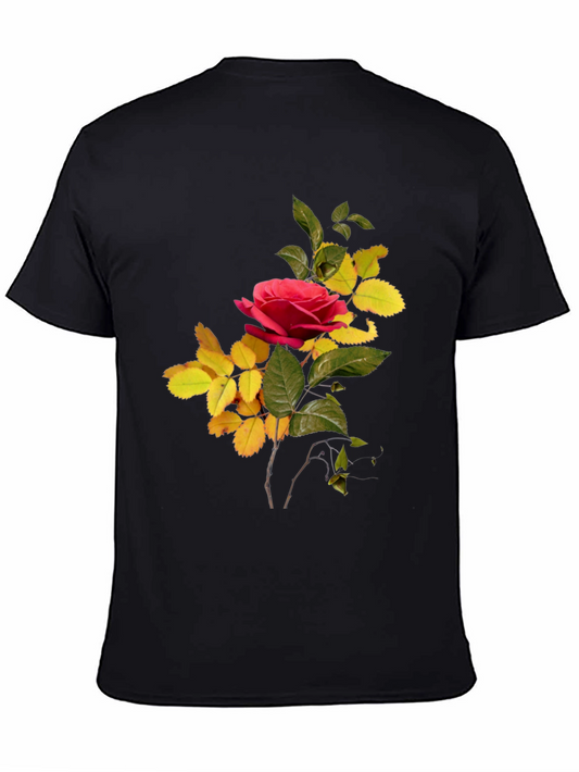 Floral Rose T-Shirt - Black Casual Tee