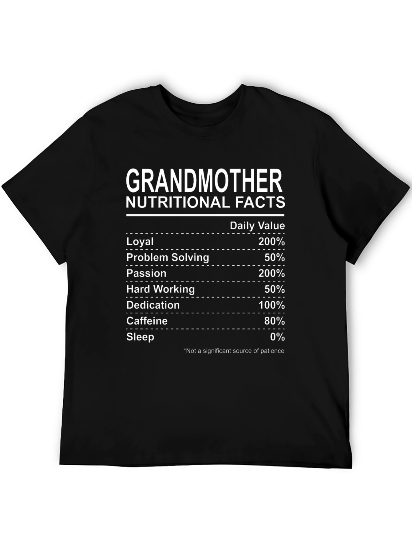 Grandmother Nutritional Facts Black Tee