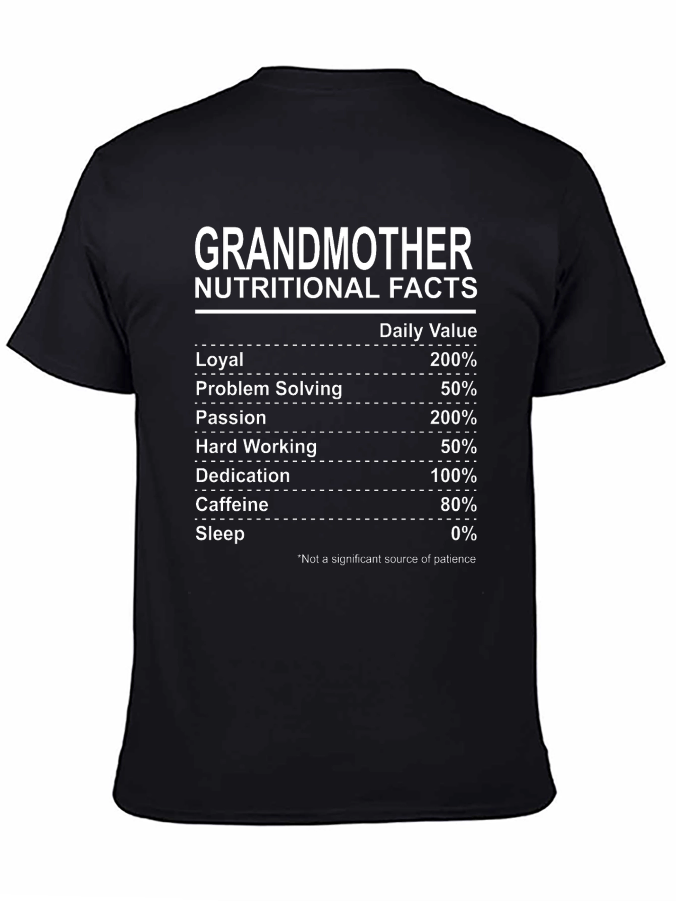 Grandmother Nutritional Facts Black Tee