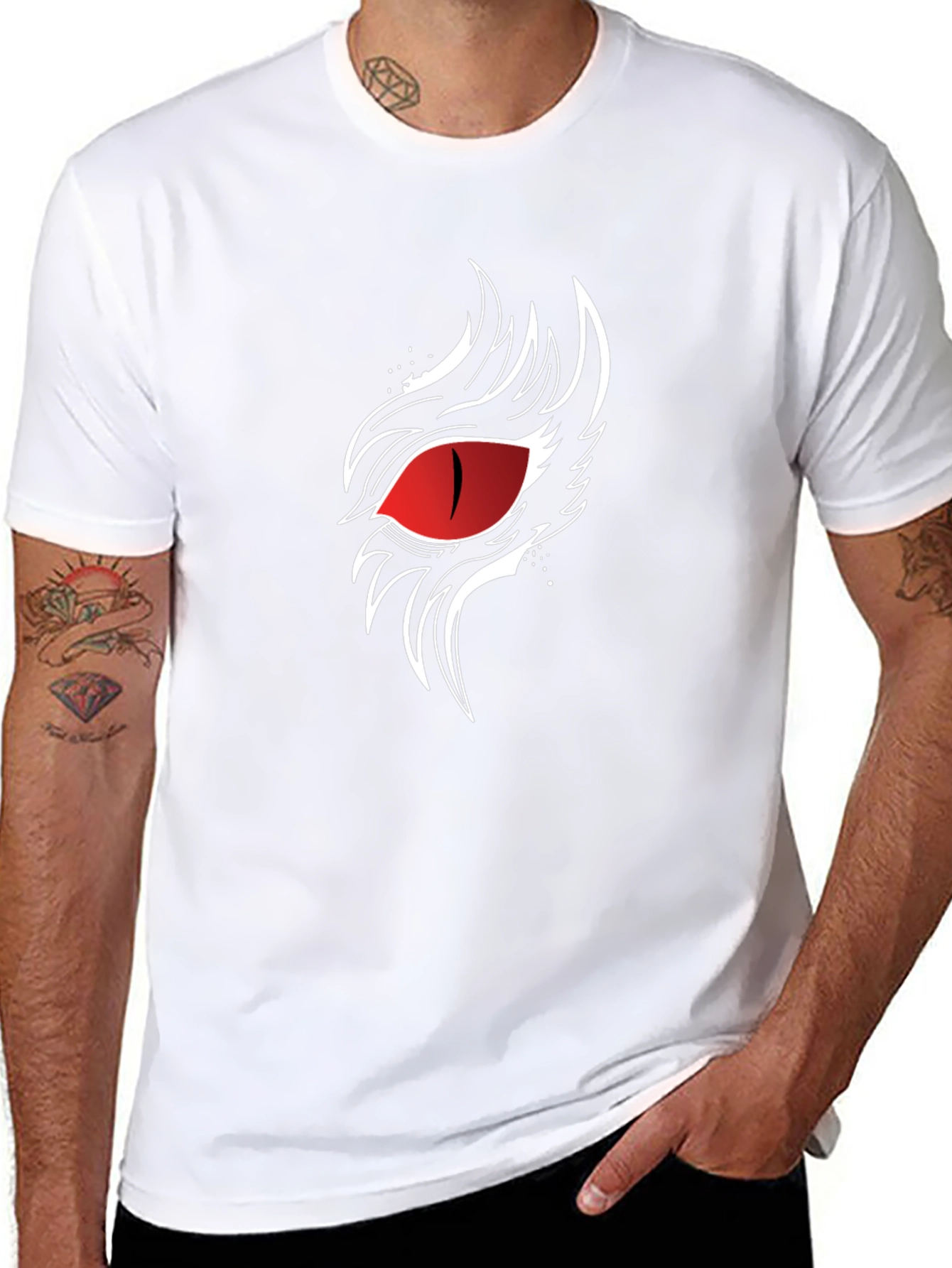 Mens Black T-Shirt with Red Eye Graphic