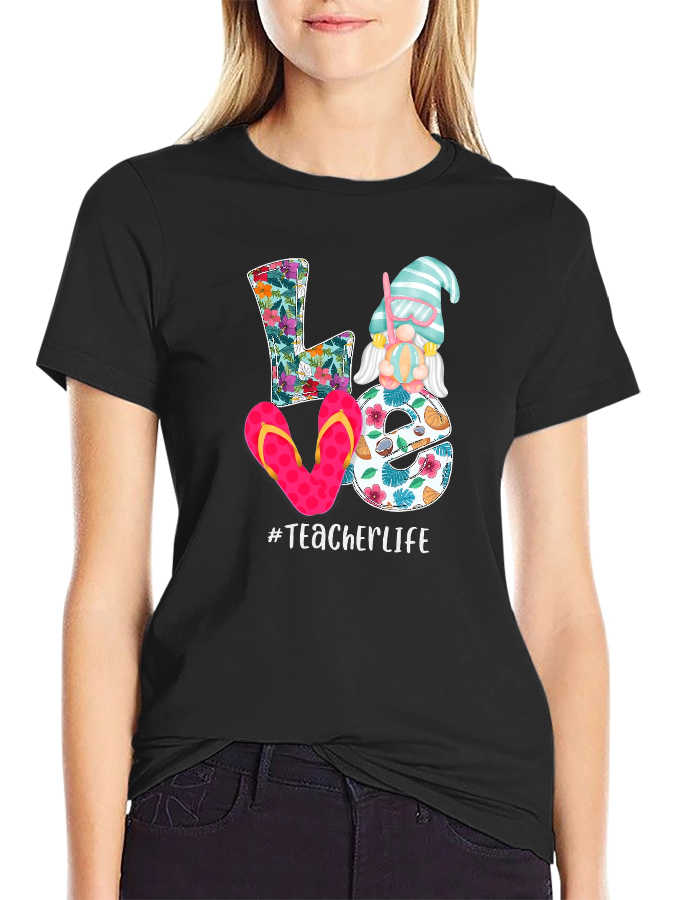 Teacher Life Summer Gnome Graphic T-Shirt