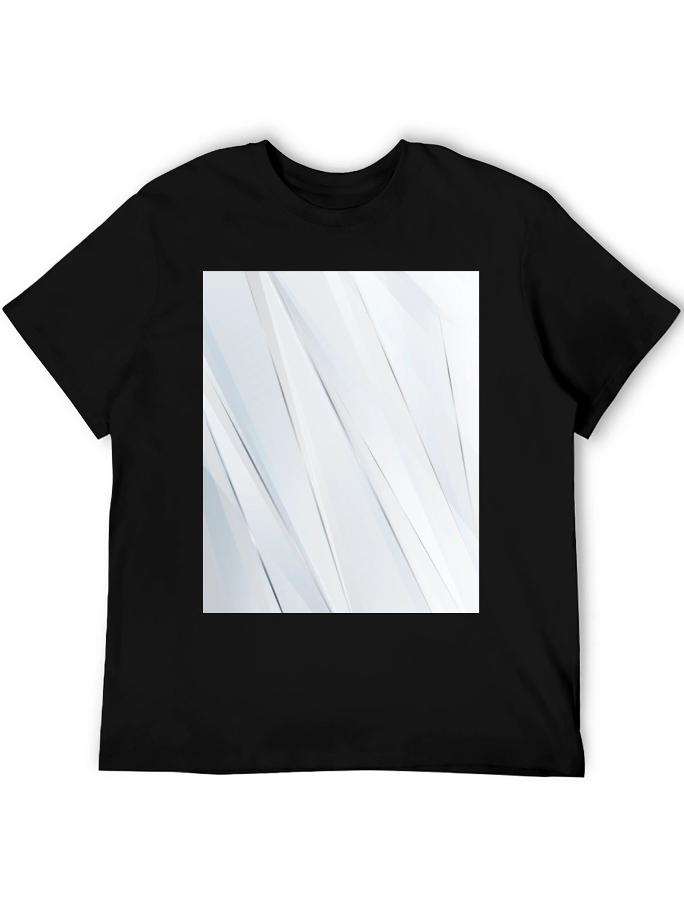 Modern Black T-Shirt with Geometric White Design