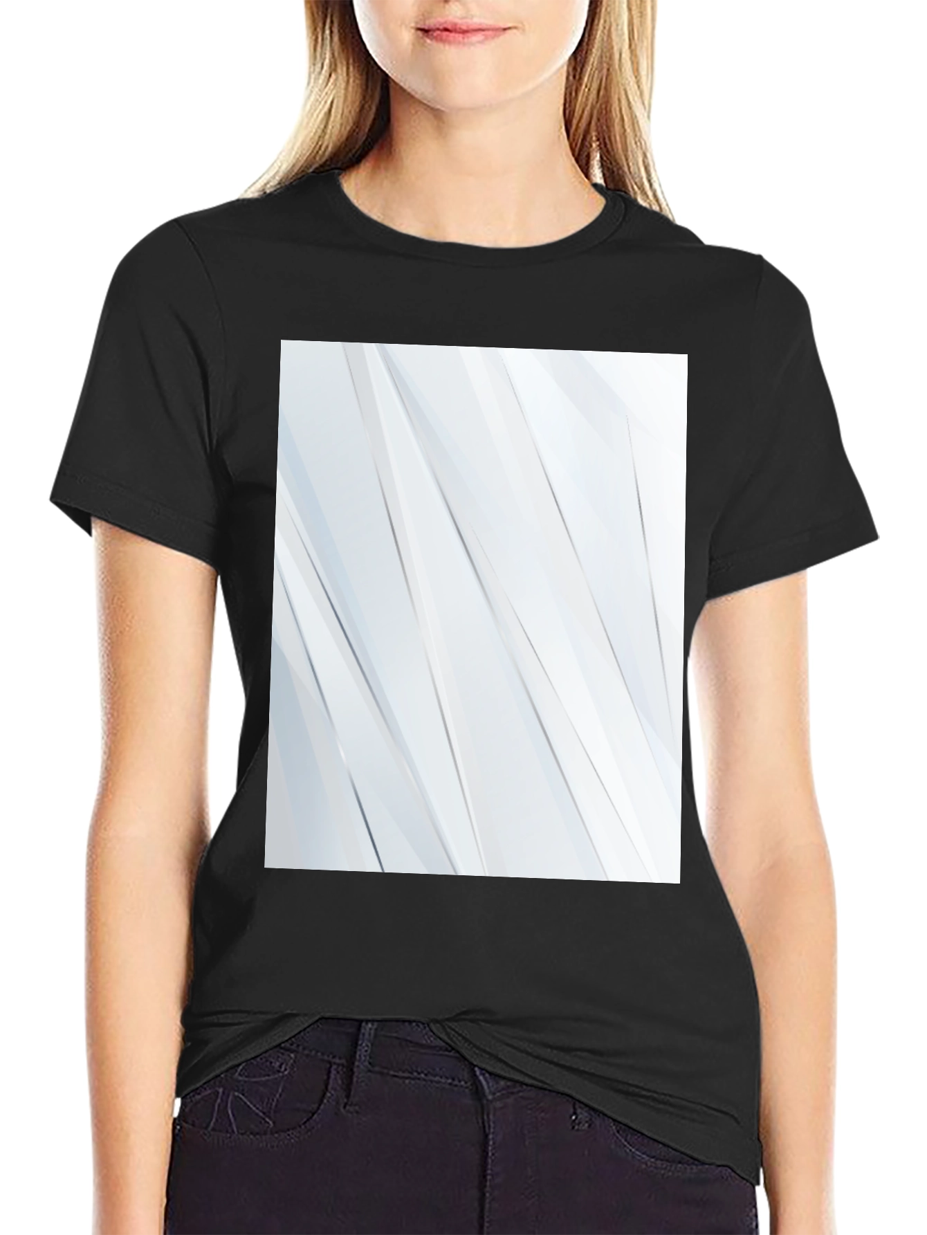 Modern Black T-Shirt with Geometric White Design