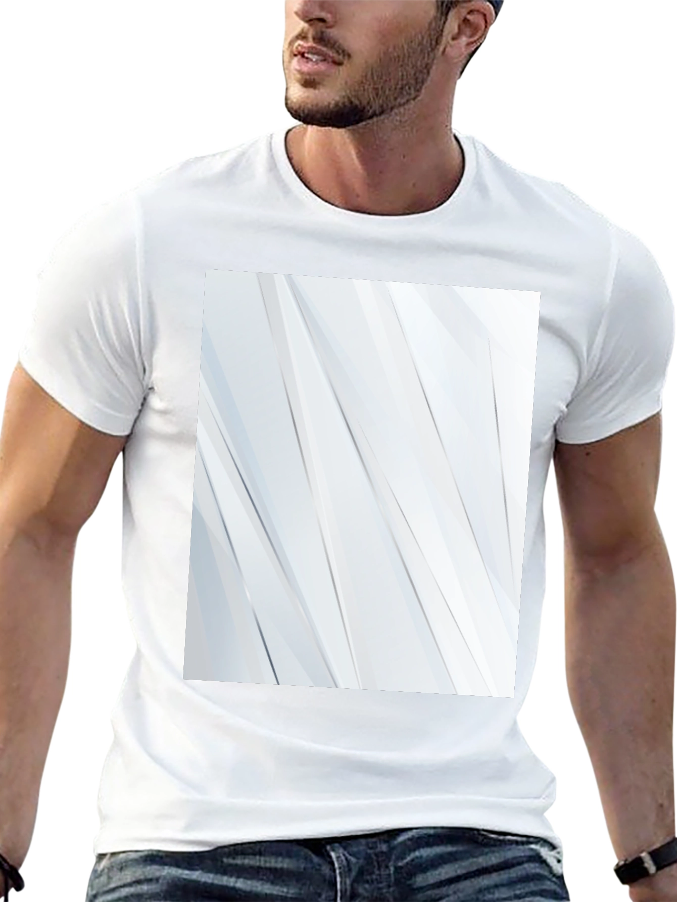Modern Black T-Shirt with Geometric White Design