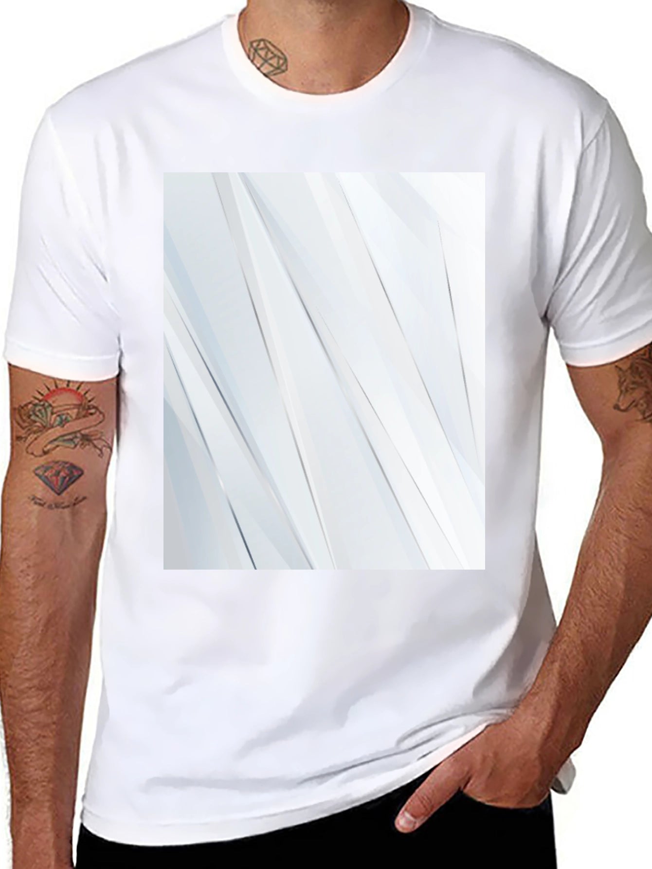 Modern Black T-Shirt with Geometric White Design