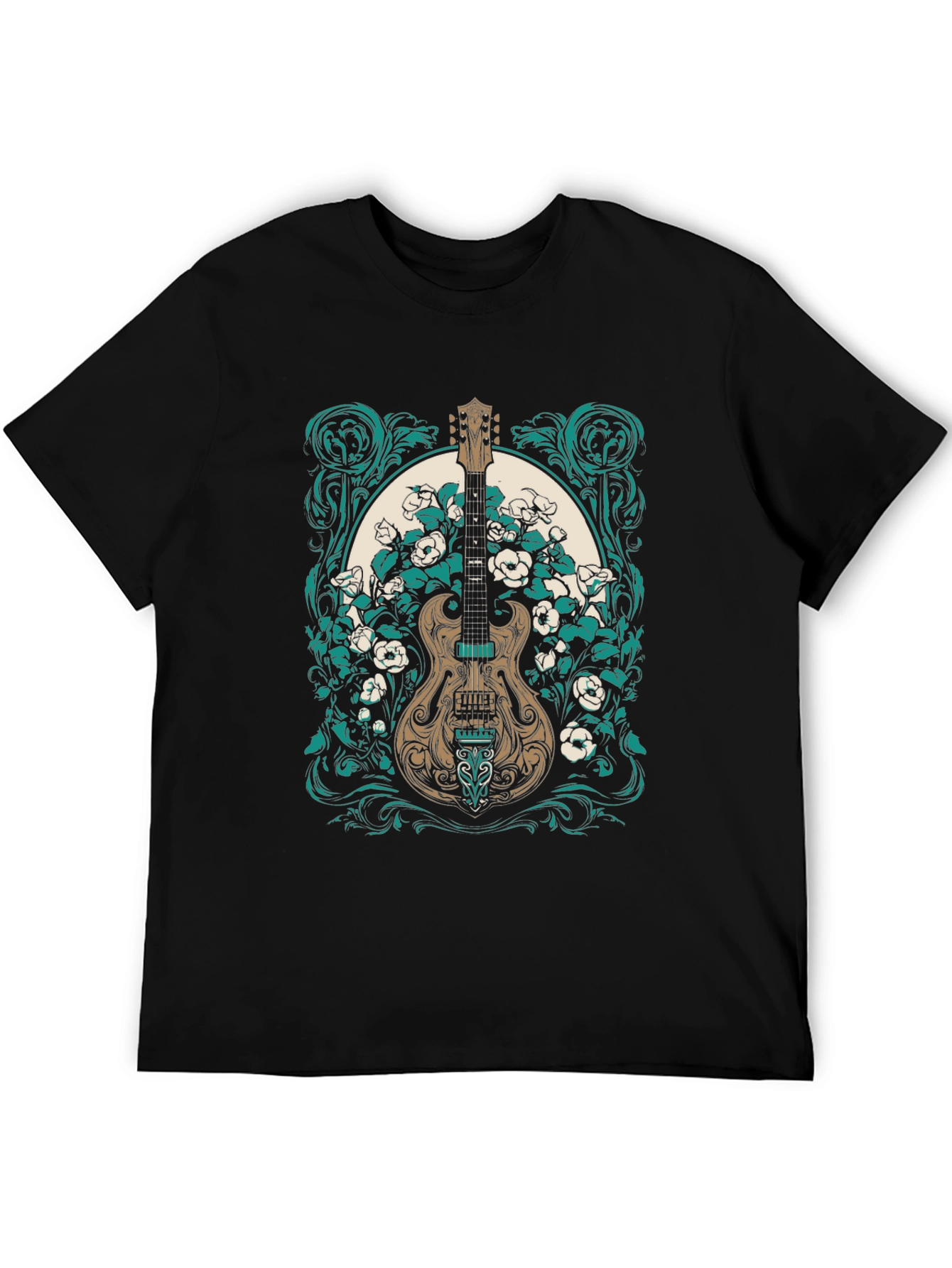 Guitar & Floral Graphic Tee - Rocker Style