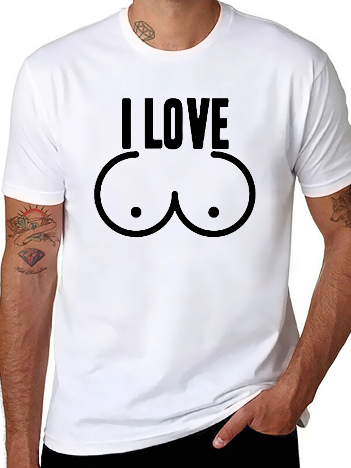 I LOVE Boobs T-Shirt Funny Graphic Tee