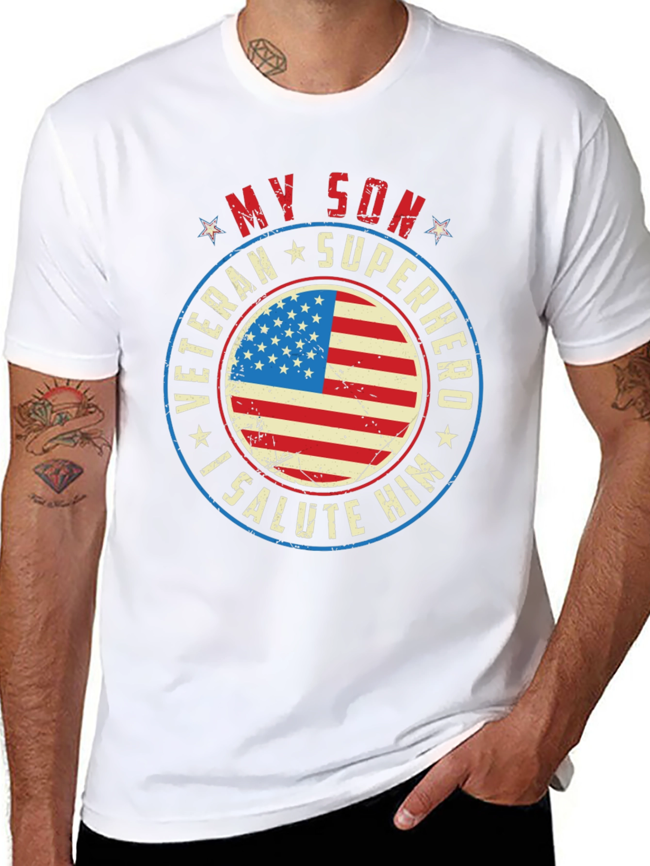 My Son Veteran Superhero Graphic T-Shirt