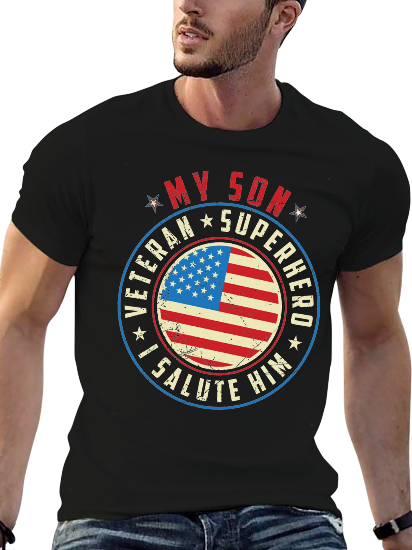My Son Veteran Superhero Graphic T-Shirt