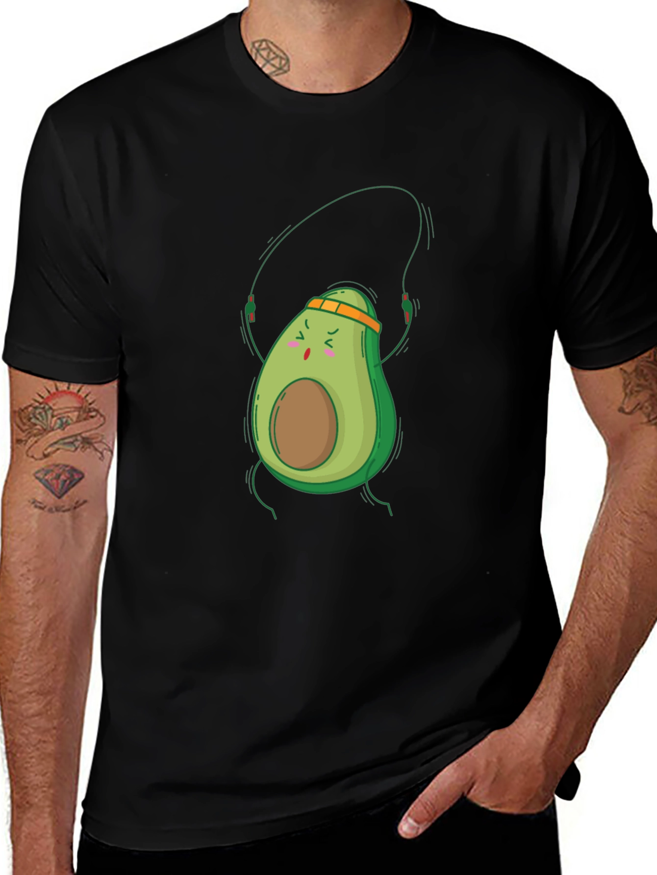 Avocado Workout Black T-Shirt