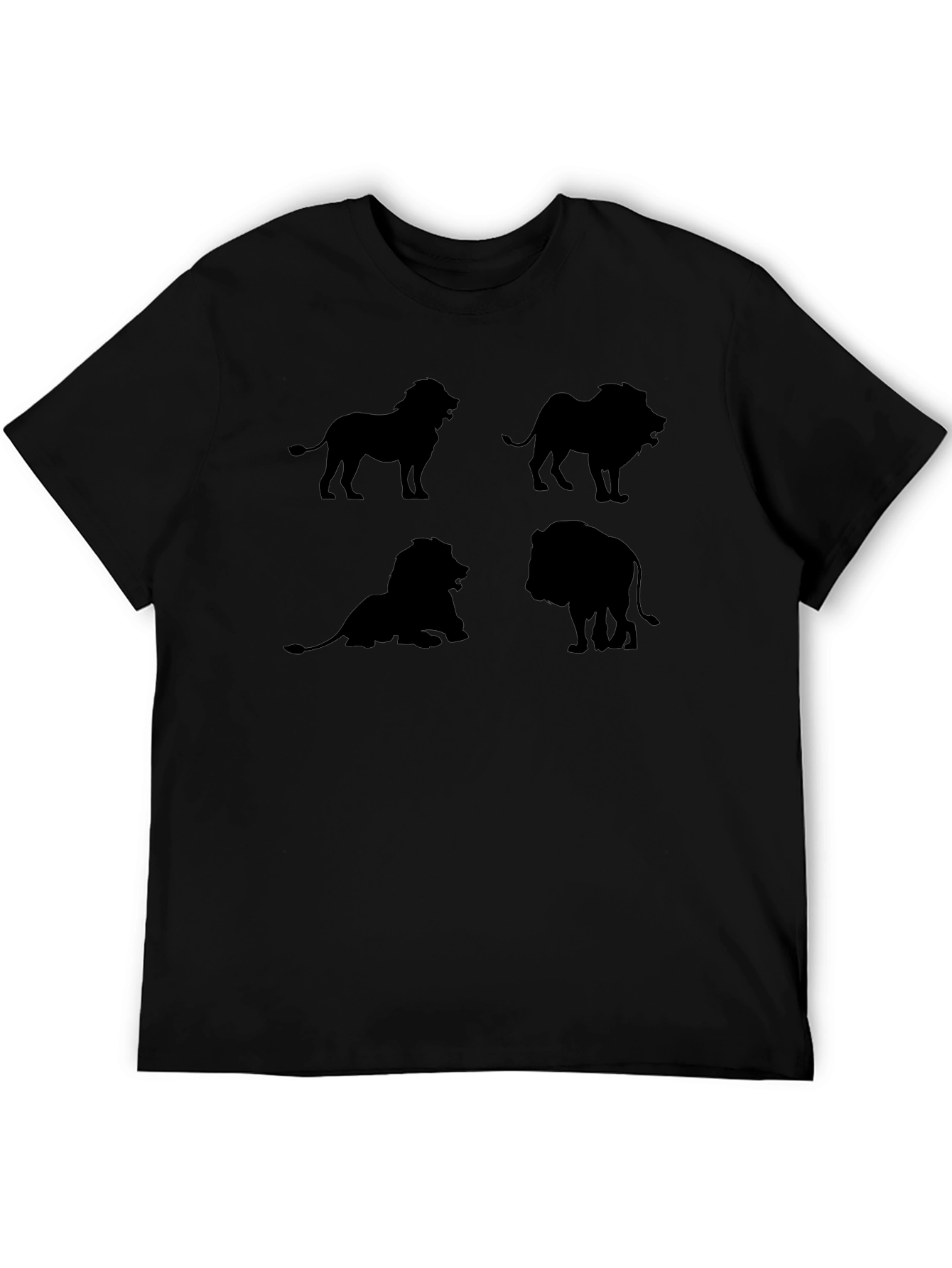Lion Silhouette Graphic Black T-Shirt