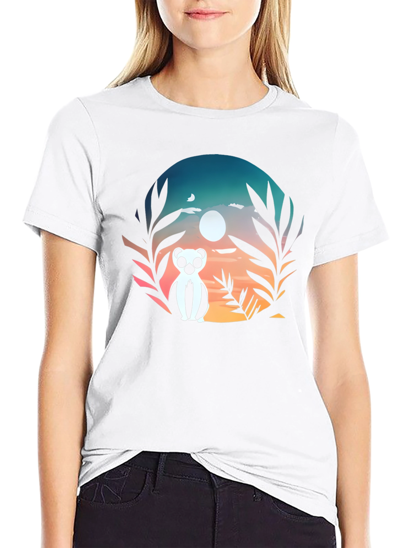 Lemur Sunset Graphic Tee - Stylish Mens Black T-Shirt