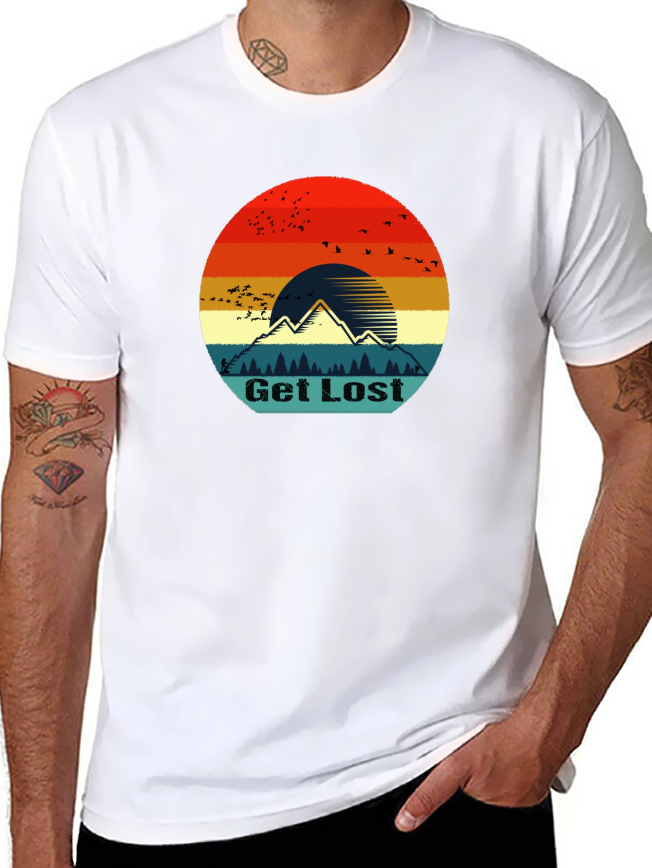 Get Lost Retro Mountain Graphic T-Shirt