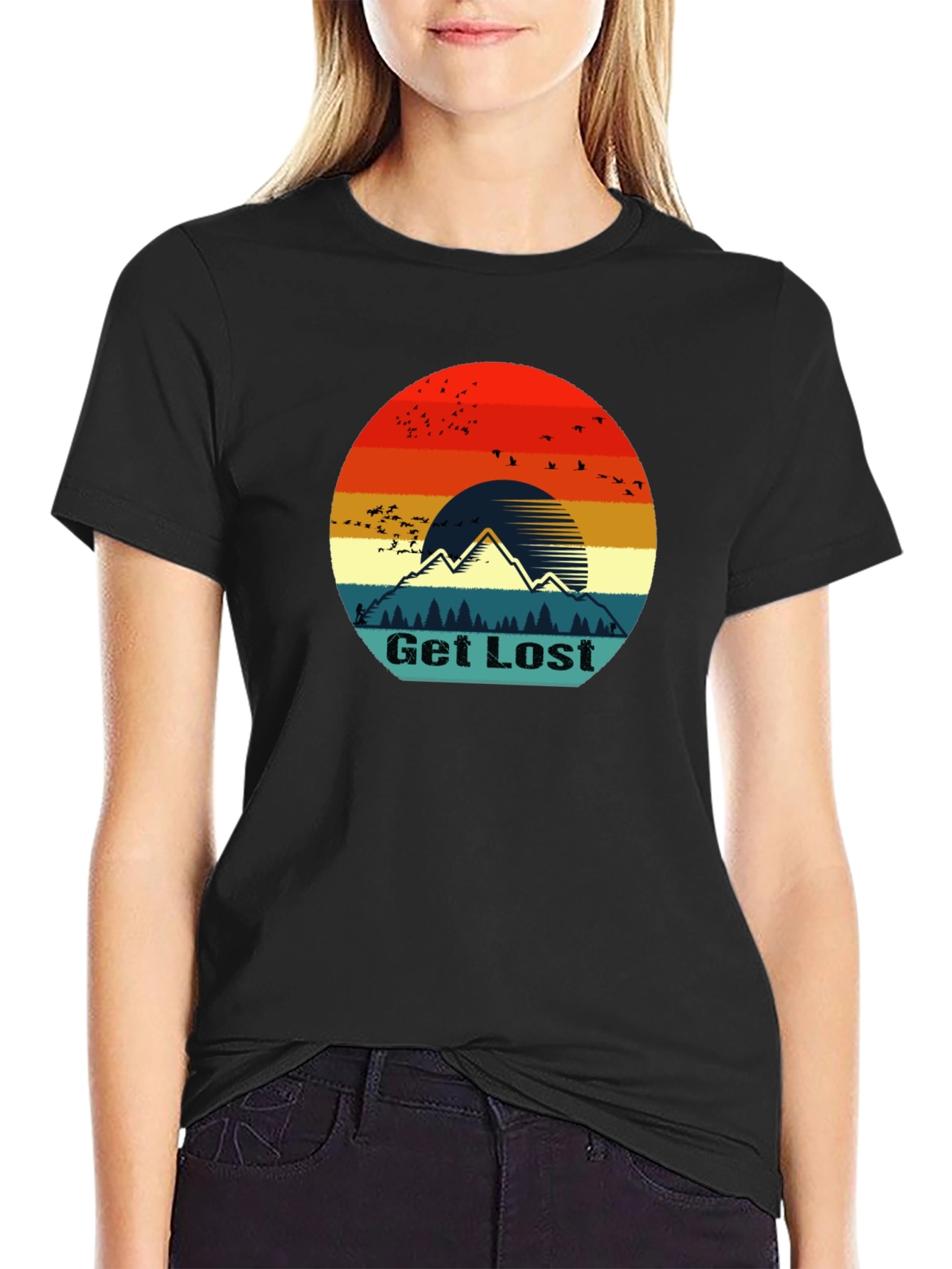 Get Lost Retro Mountain Graphic T-Shirt