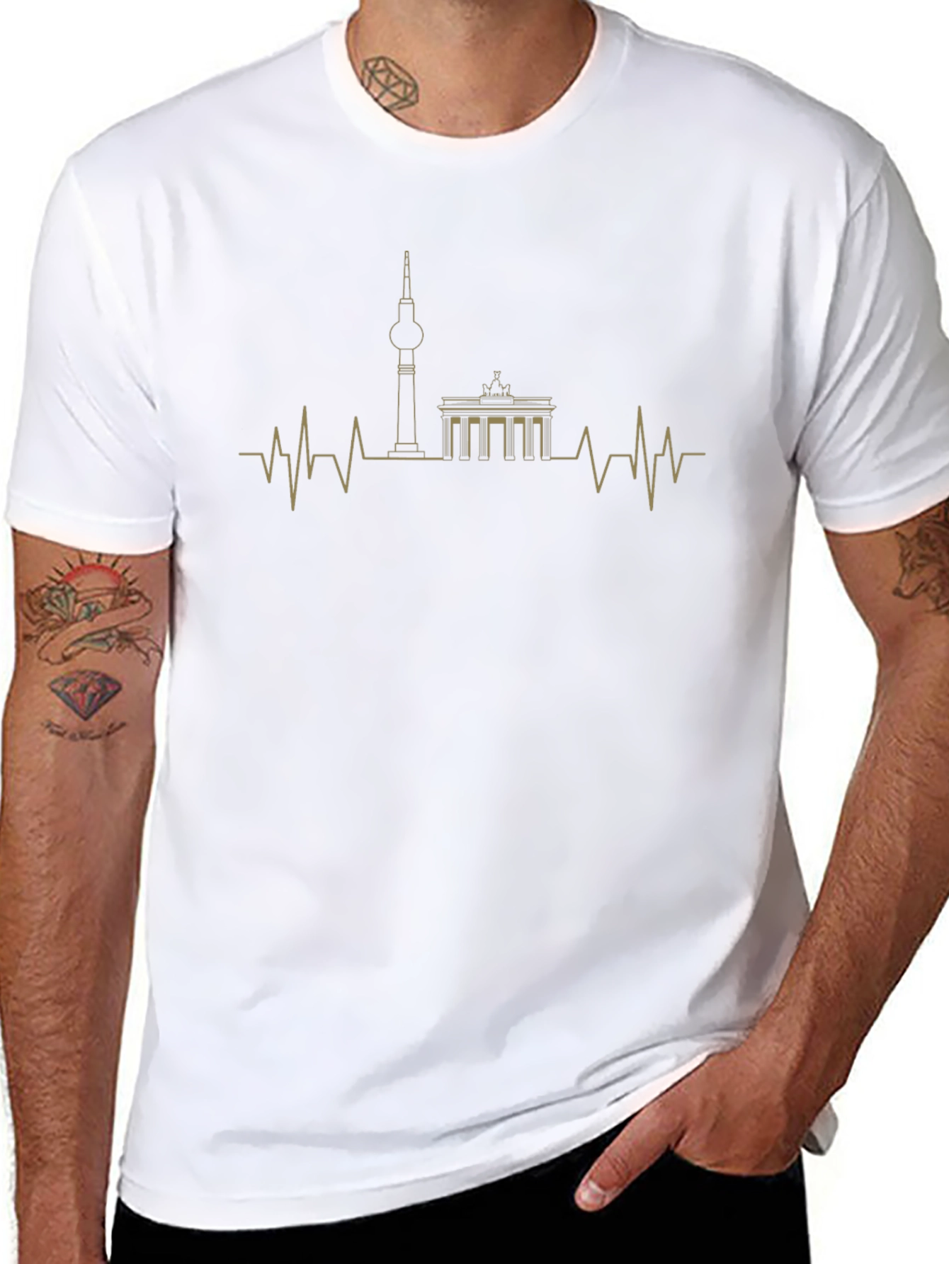 Berlin Skyline Heartbeat Graphic T-Shirt