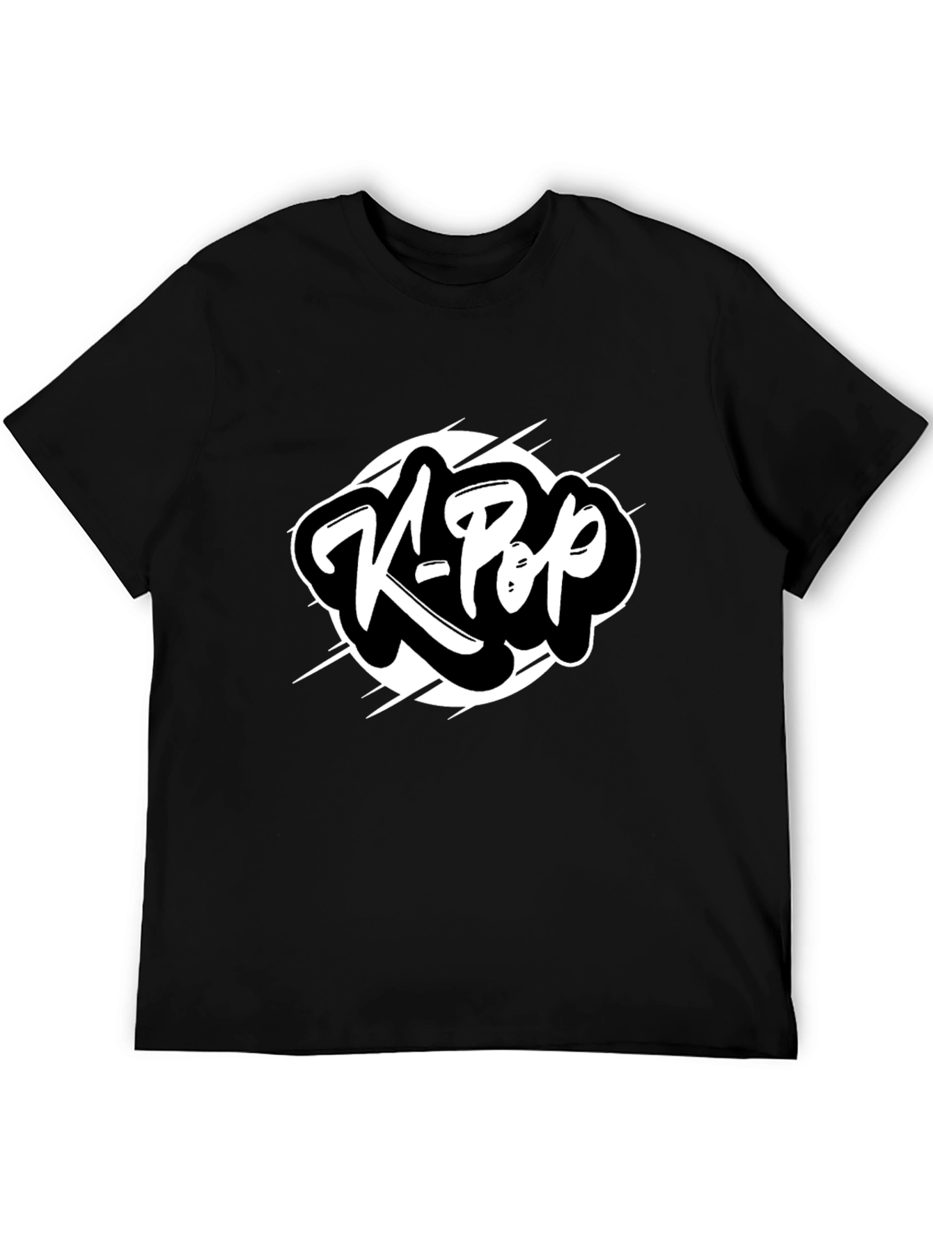 K-Pop Graphic Tee - Black Cotton T-Shirt