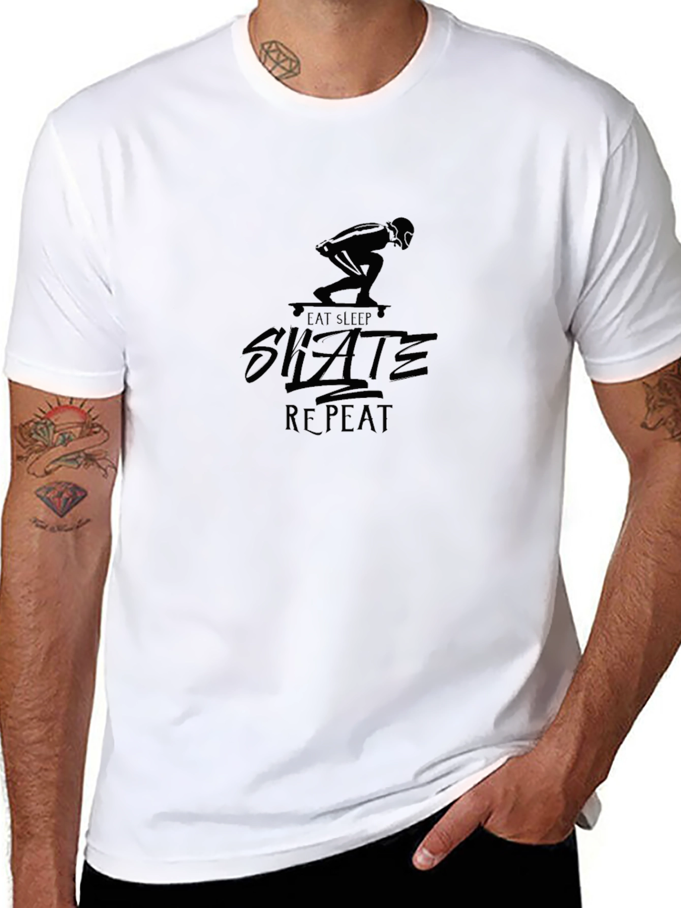 Eat Sleep Skate Repeat Black Graphic Tee