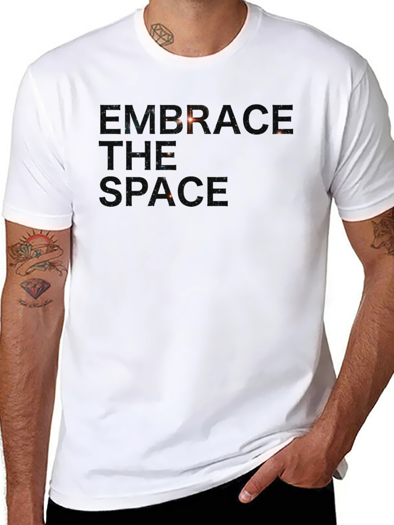 Embrace The Space Graphic Print Black T-Shirt