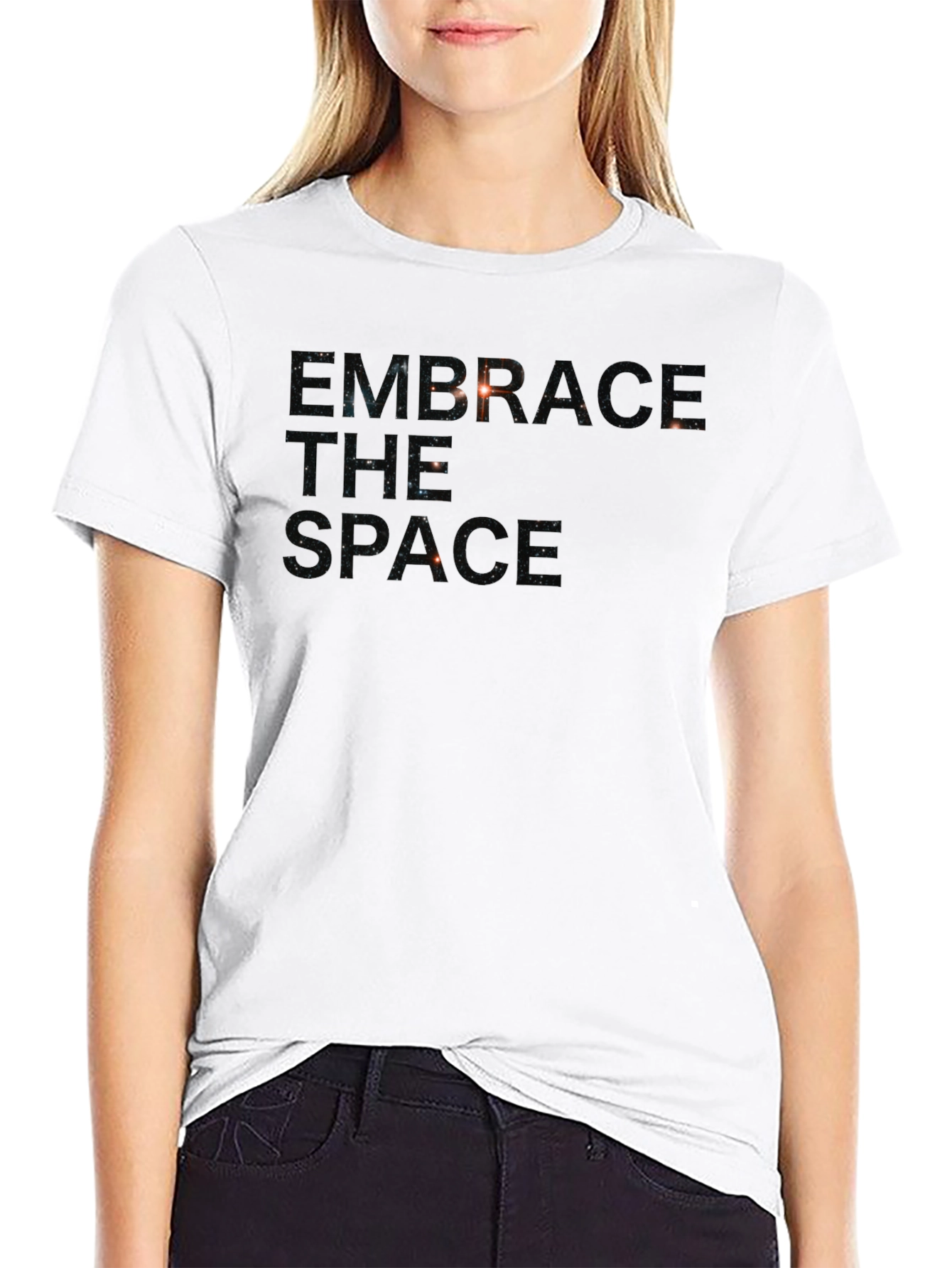 Embrace The Space Graphic Print Black T-Shirt