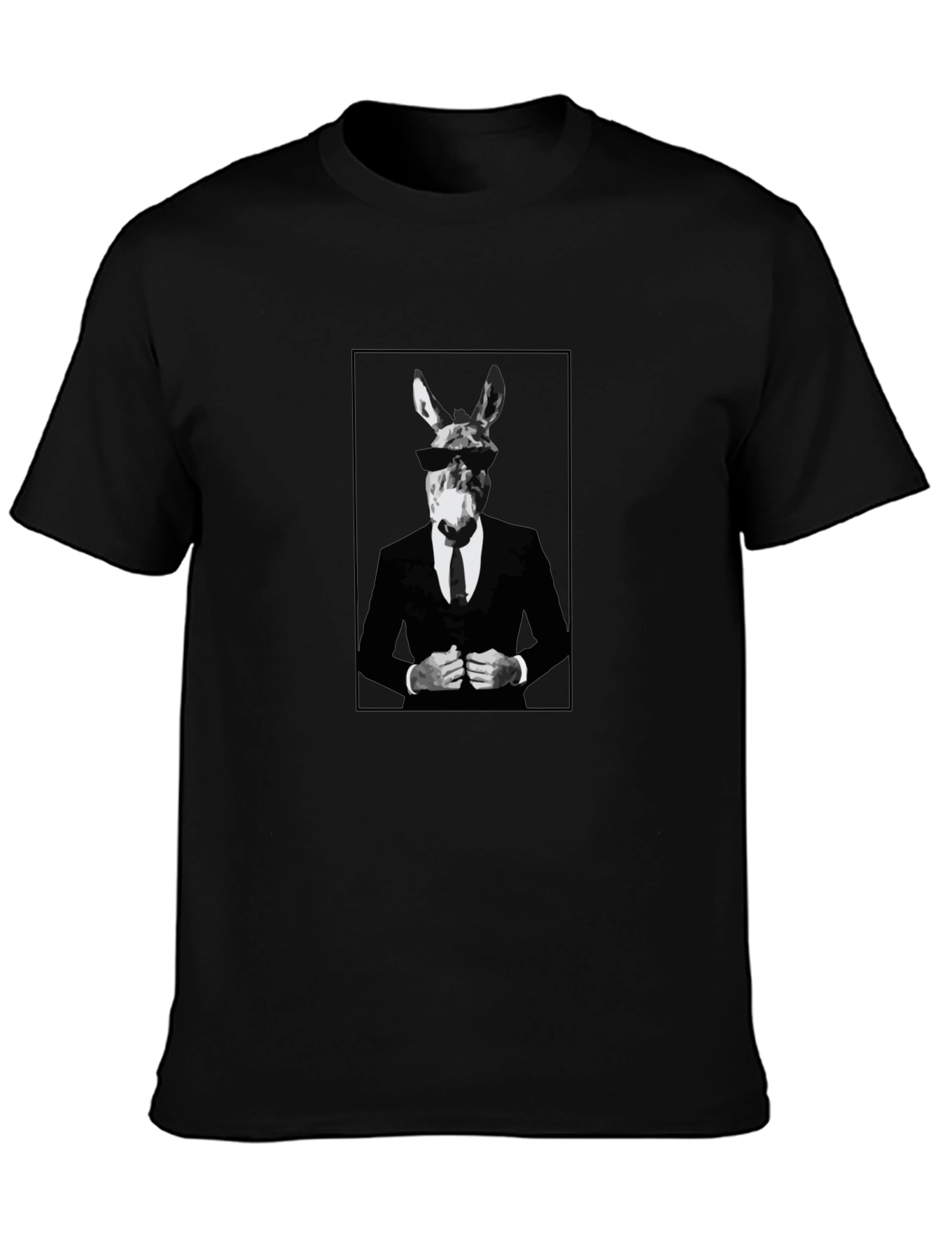 Black T-Shirt with Donkey Suit Graphic