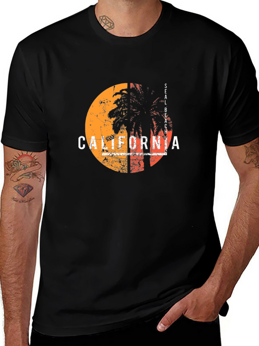 California Seal Beach Palm Tree Graphic Tee