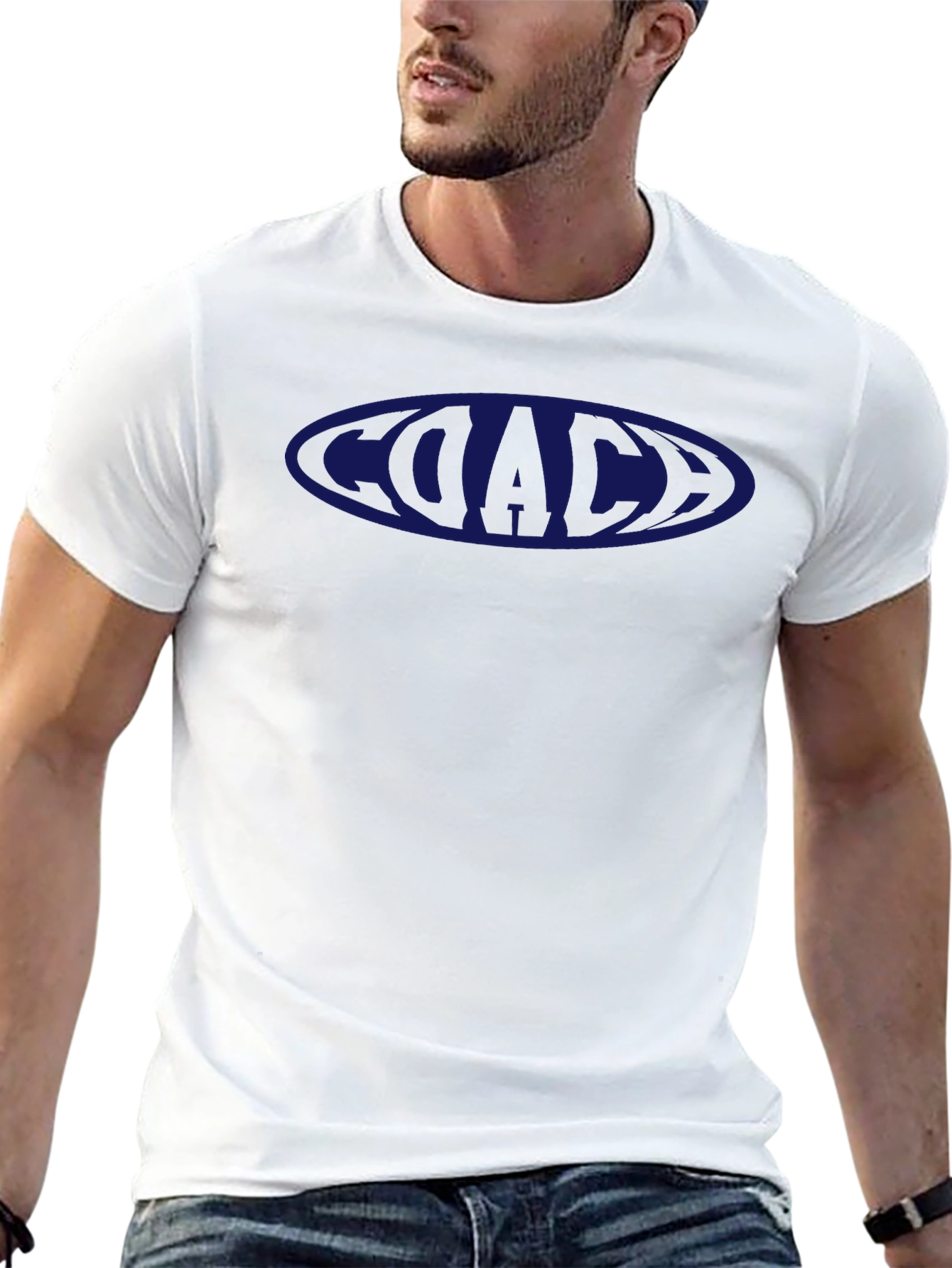 Coach T-Shirt Black with Blue Logo