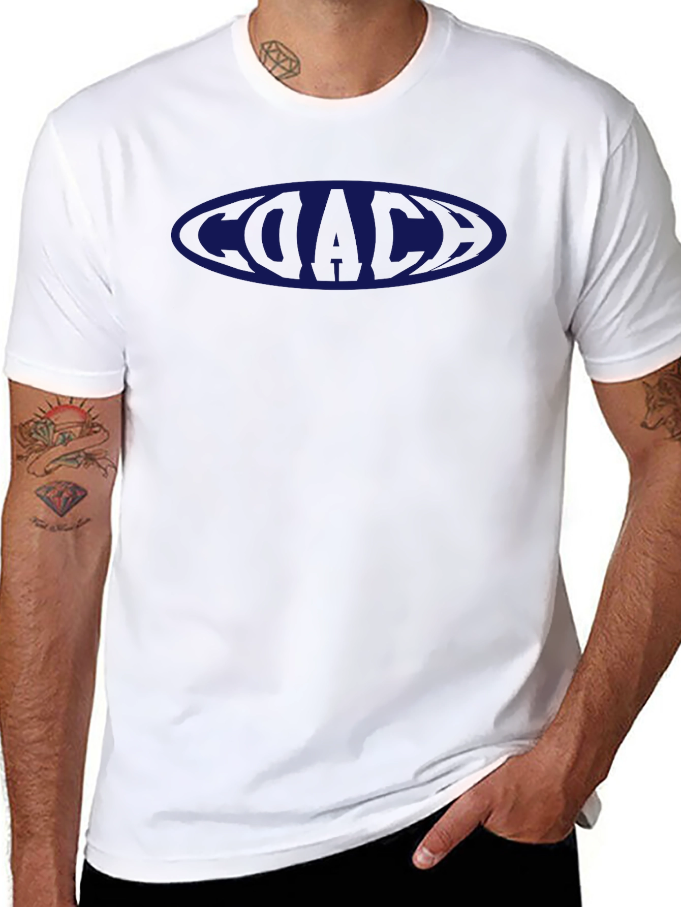 Coach T-Shirt Black with Blue Logo