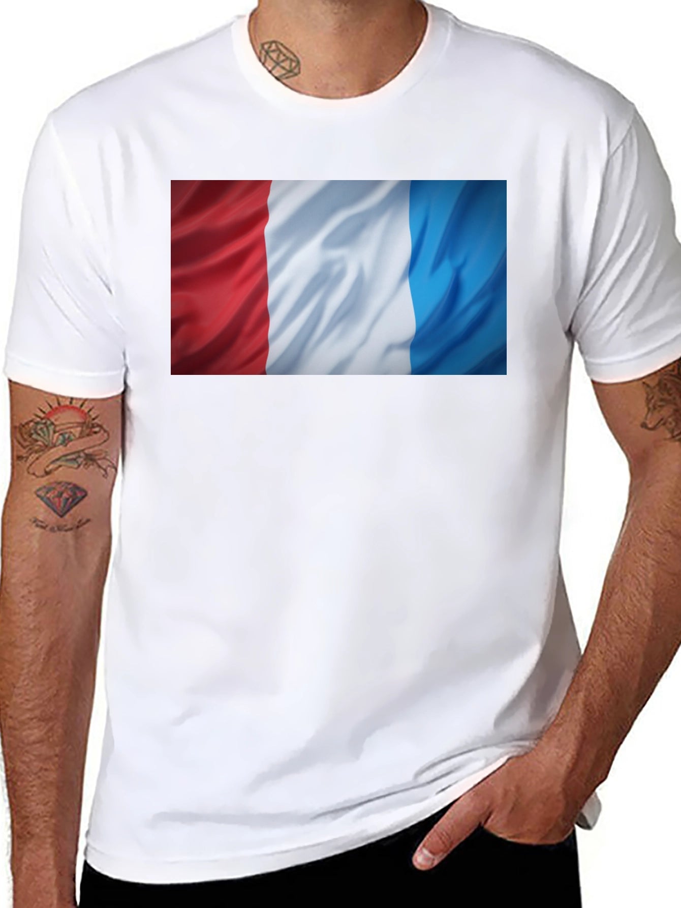 French Flag T-Shirt - Black Cotton Tee