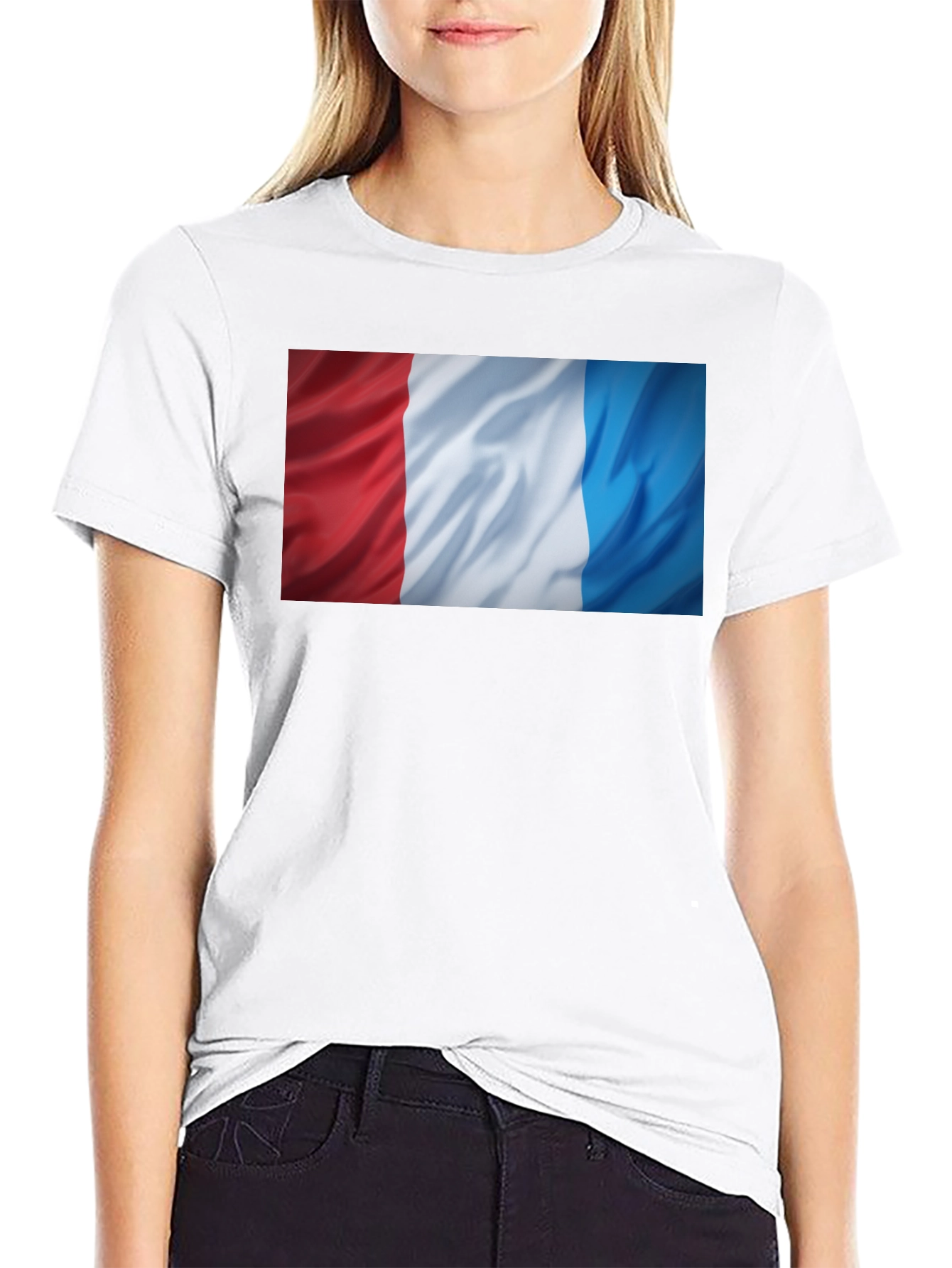 French Flag T-Shirt - Black Cotton Tee