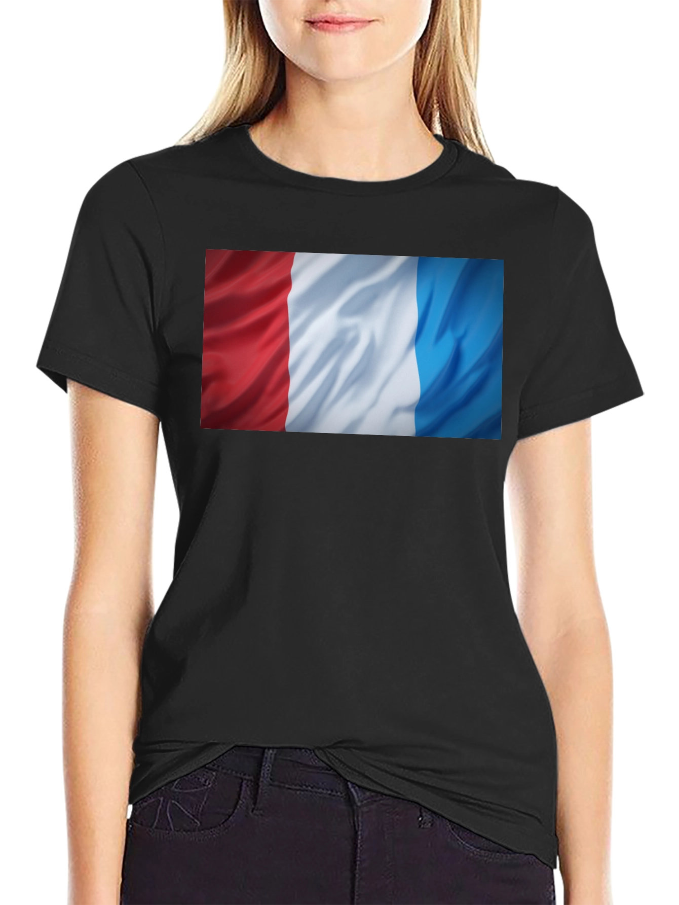 French Flag T-Shirt - Black Cotton Tee
